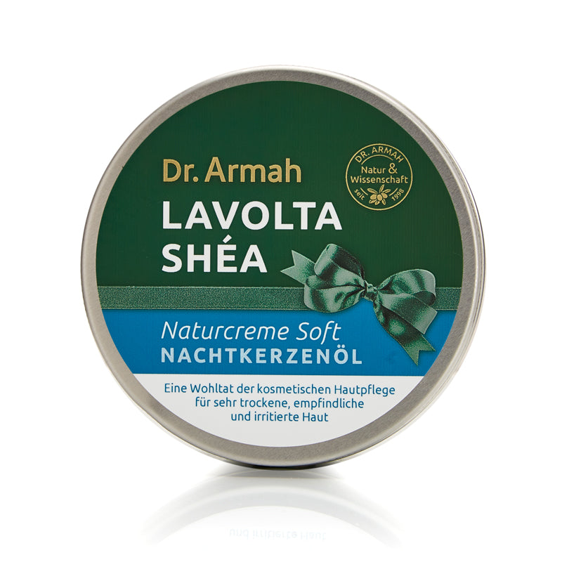 Ein 150ml Tiegel der Shea Natürlichen Hautcreme, eine regenerierende Pflege mit Sheabutter und Nachtkerzenöl für trockene und reife Haut.